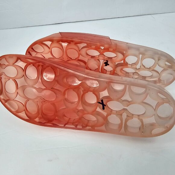 Coach Women's Coral Orange Ombre Jelly Slide Sandals Size Unmarked 27cm - Picture 9 of 10